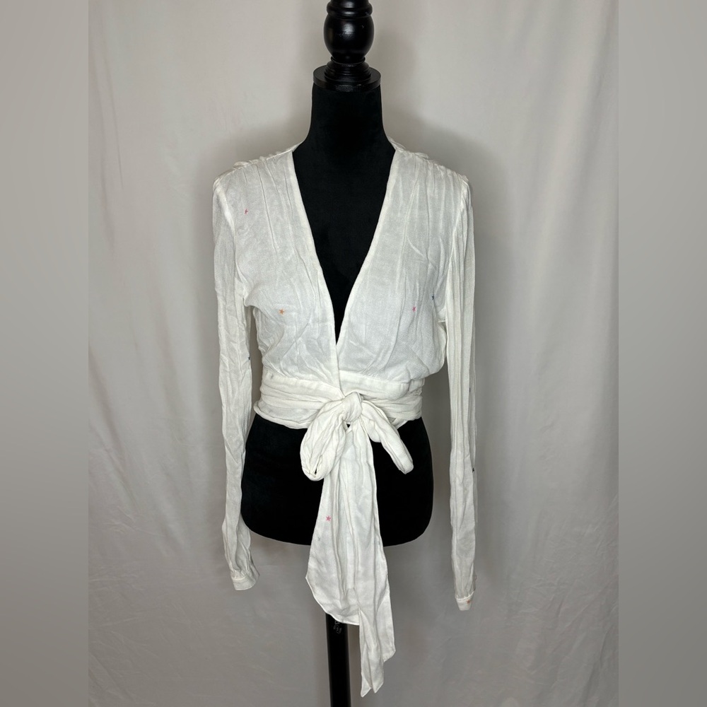 Wildfox Cream Wrap Blouse
